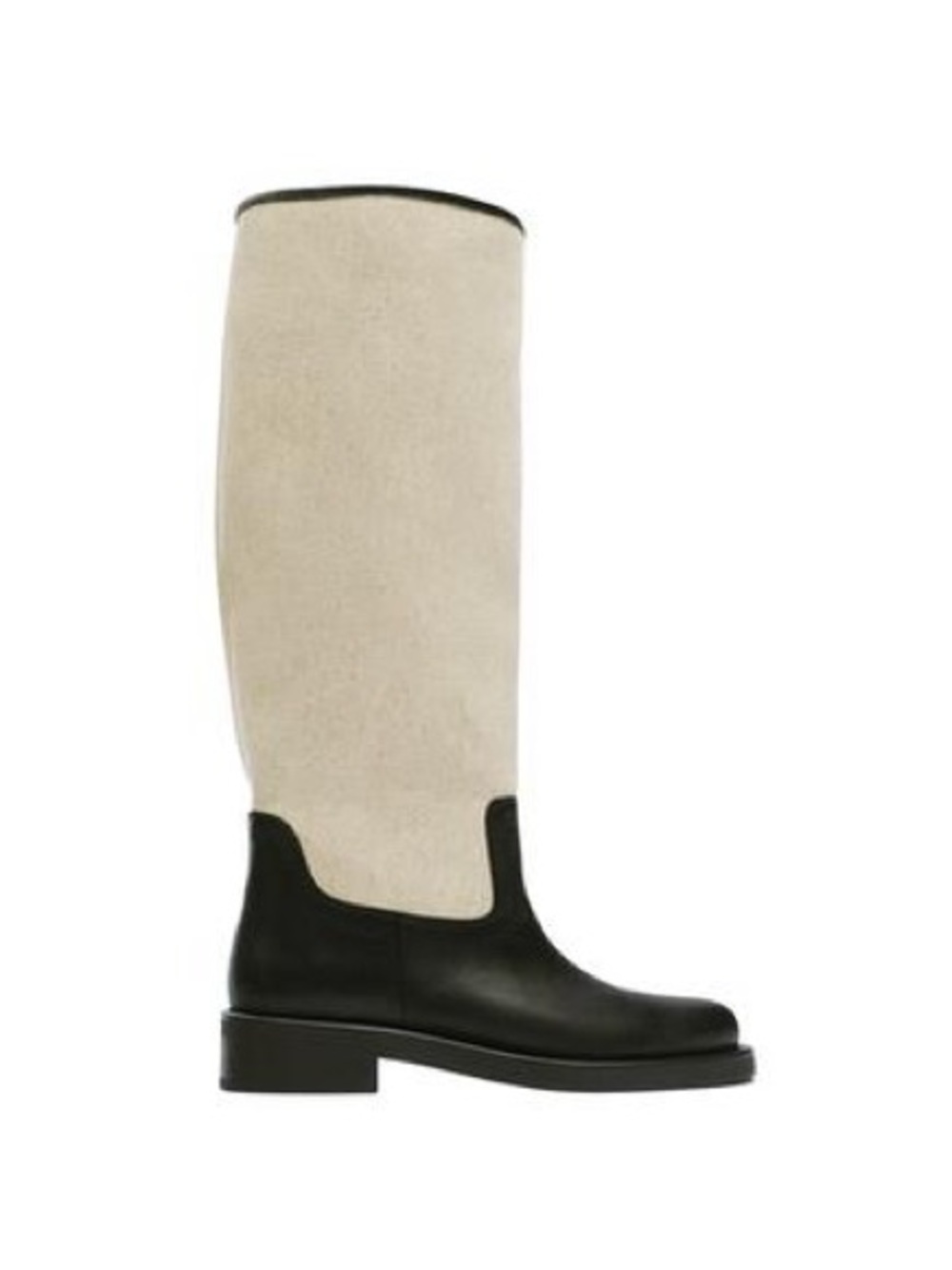 Zara Combined Leather and Linen Knee High Boots Size 40